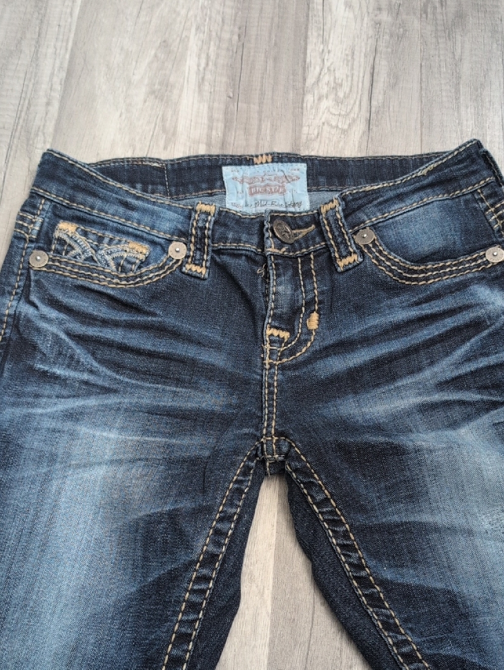 Big Star Liv Mid-Rise Dark Blue Skinny Jeans with Faded Whiskering 25L - Picture 4 of 11